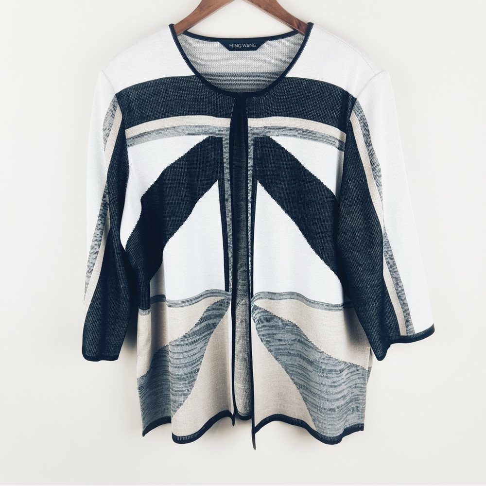 Ming Wang Black and White Cardigan